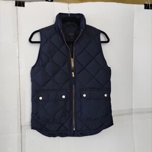 J. Crew Women's Navy Quilted Puffer Vest SZ XS Preppy Chic Cozy Comfy Collegiate